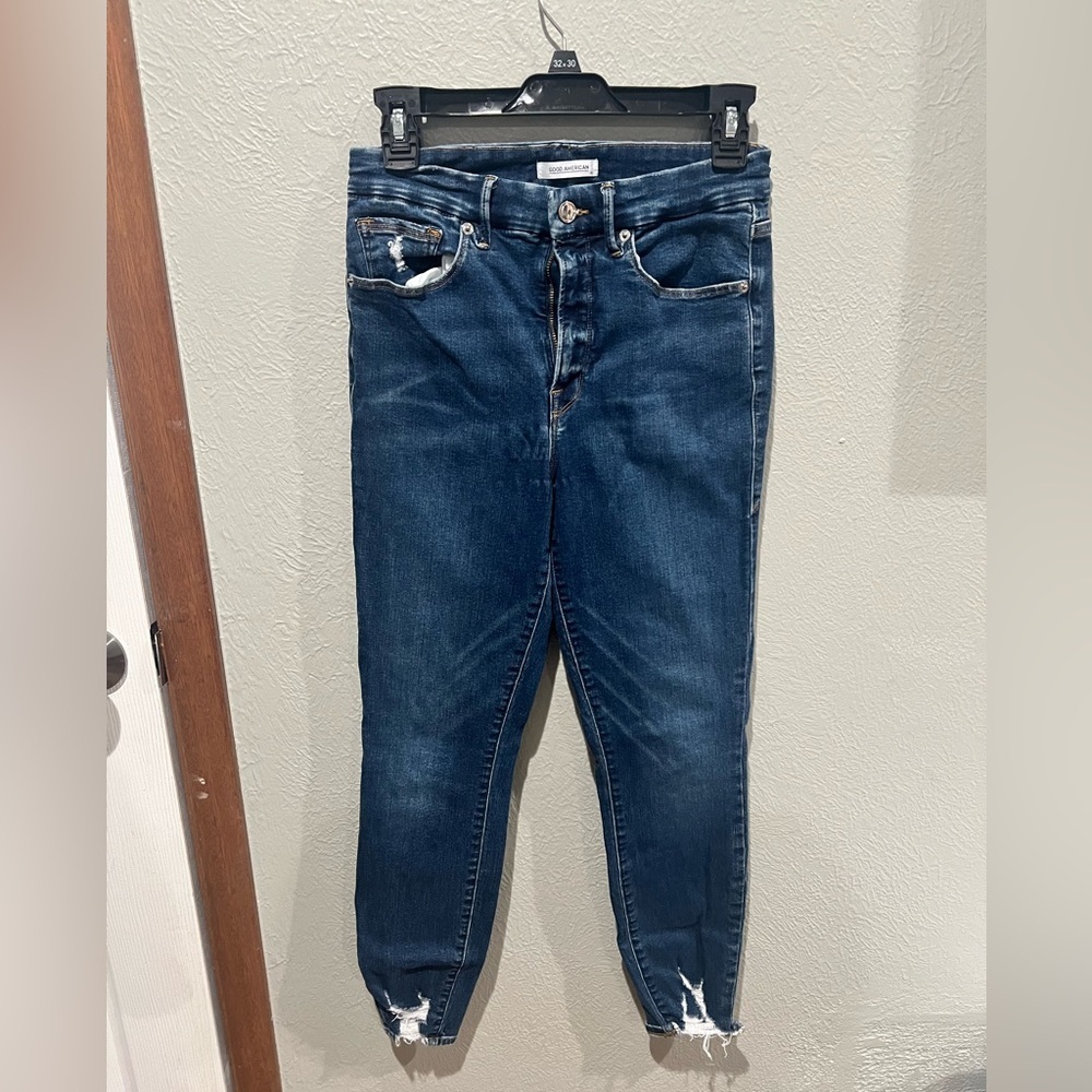 Good American Dark Indigo High-Rise Skinny Jeans size 6/28